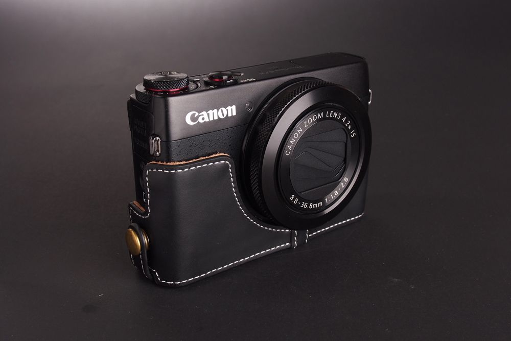 Genuine real Leather Half Camera Case bag Cover for Canon G7X Bottom